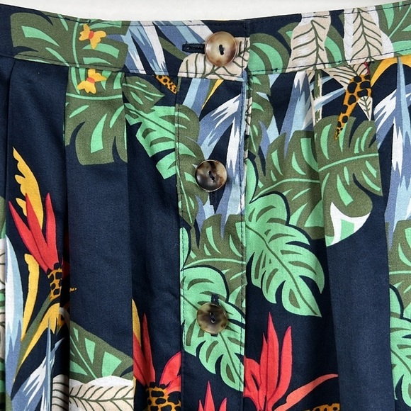 Brooks Brothers Skirt Midi Tropical Preppy Navy Green Orange 4 - Picture 2 of 6